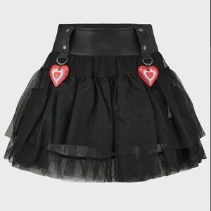 Killstar Black Mini Skirt with Red Heart Details
